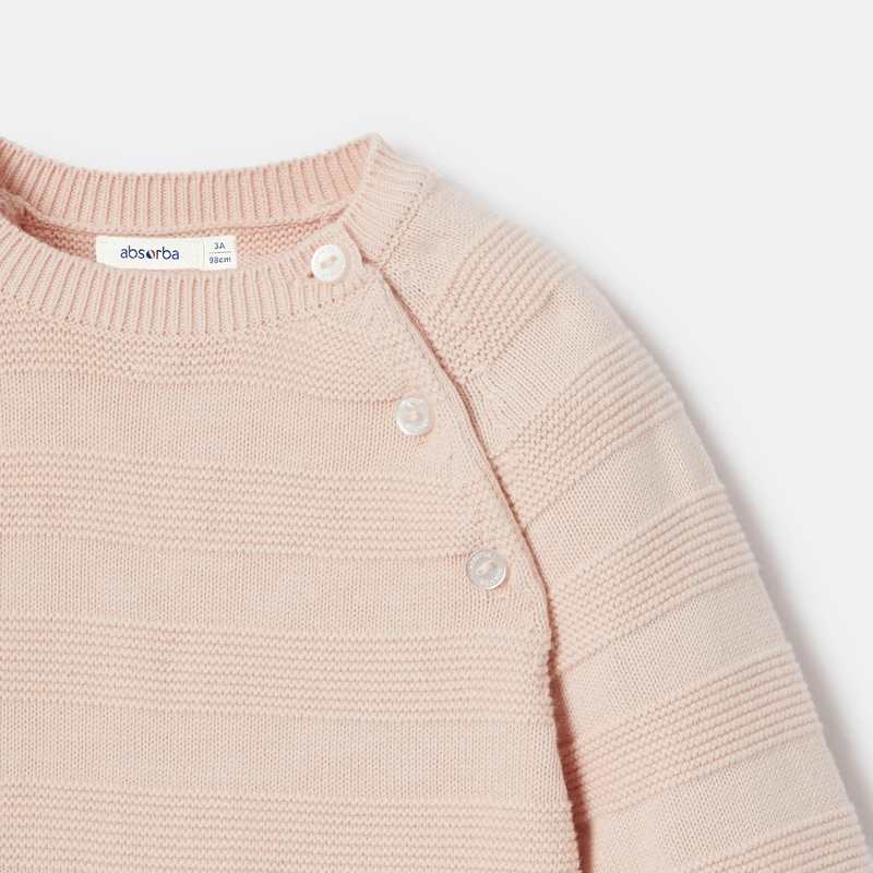 Robe-pull en tricot côtelé rose bébé fille Absorba