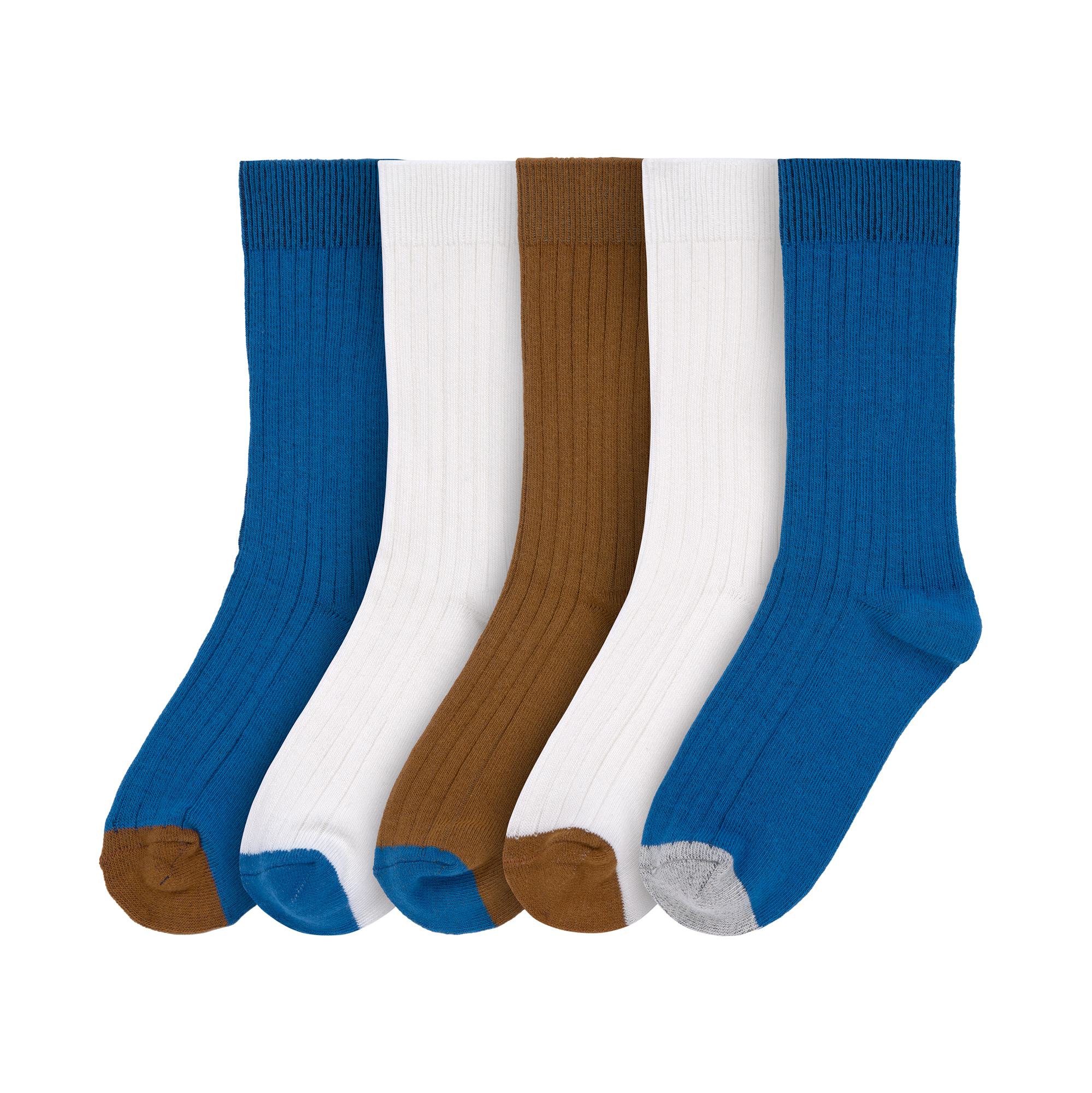Kinder Socken 5er Set - Little Gang, Blau Weiß Karamell