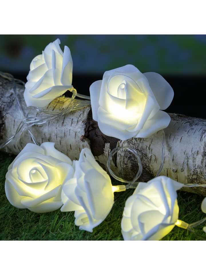MARELIDA LED Lichterkette Rosen 10 Blumen Batteriebetrieb L: 180cm in weiß günstig kaufen onesize