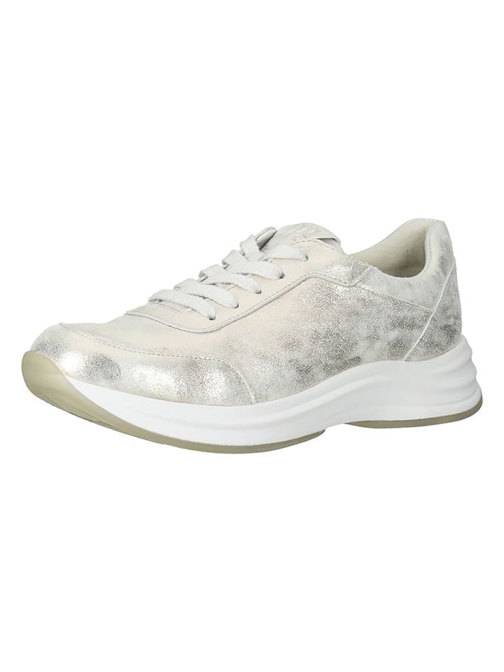 Paul Green Leder-Sneakers in Silber/ Creme günstig kaufen