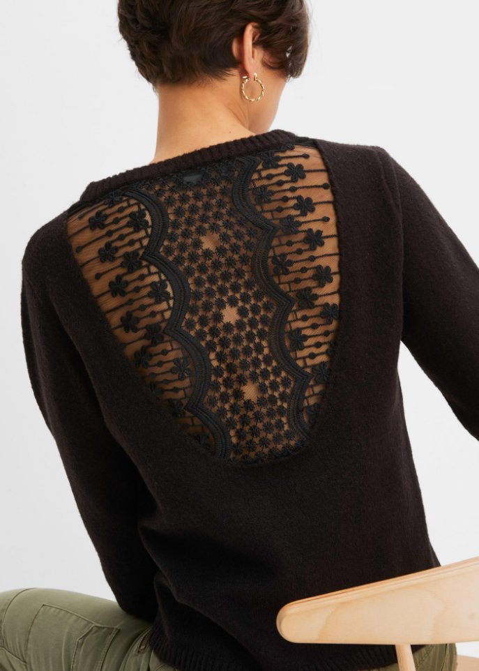 Pullover mit Spitzendetail