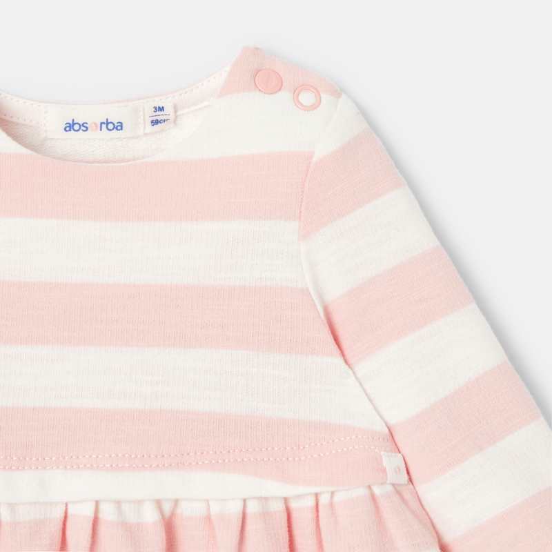 Robe à manches longues en coton bio rose bébé fille Absorba