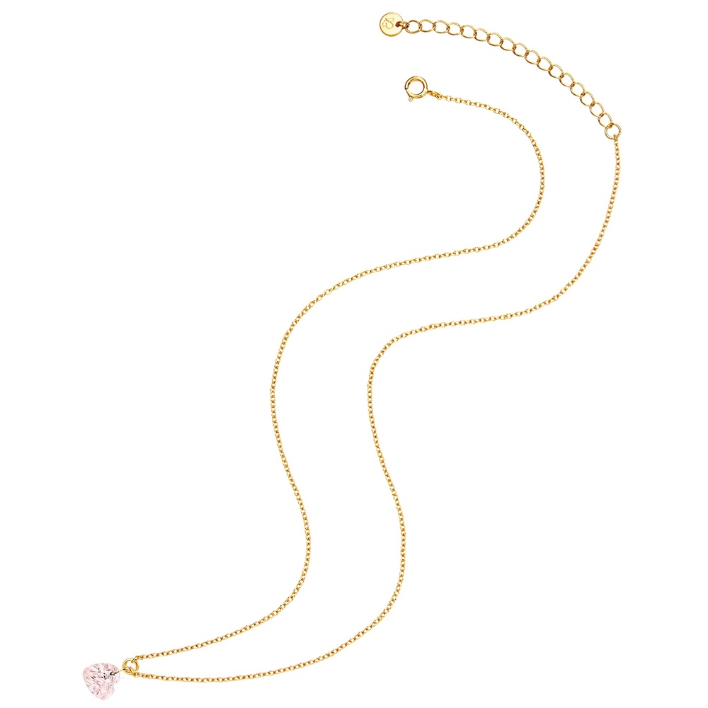 Glanzstücke München Chaîne Coeur Argent sterling Quartz rose en Or jaune collier