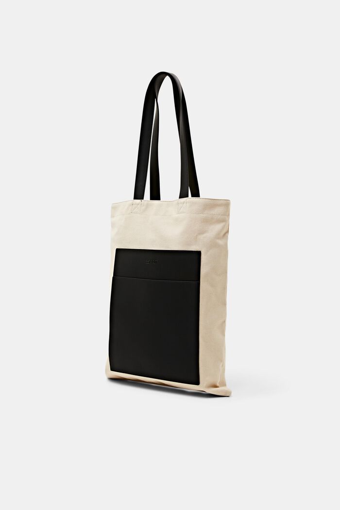Tote aus Baumwollcanvas mit Details in Lederoptik