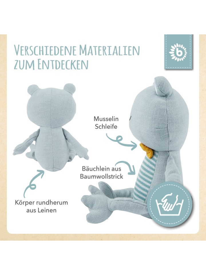 Bieco Spielwaren Kuscheltier aus Leinen & Musselin Frosch - ab Geburt in Blau günstig kaufen onesize