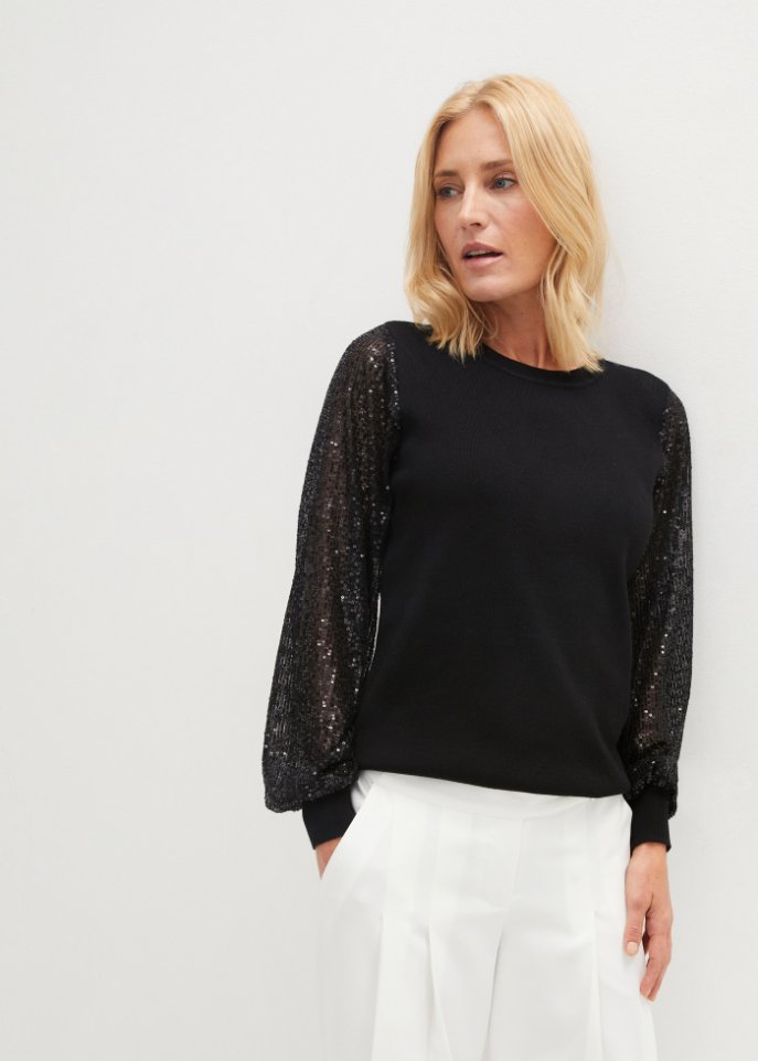 Pullover mit Pailettenärmeln