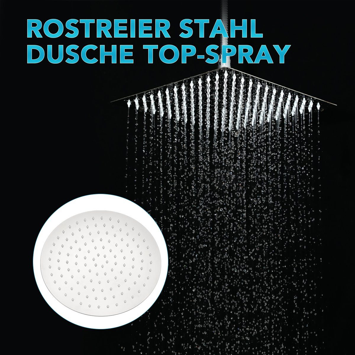 oyajia Regenduschkopf Hochdruck-Duschkopf, 10-Zoll-Regenduschkopf, Edelstahl Kopfbrause, Wasserfall-Badewannen-Duschkopf, Decken- oder Wandmontage