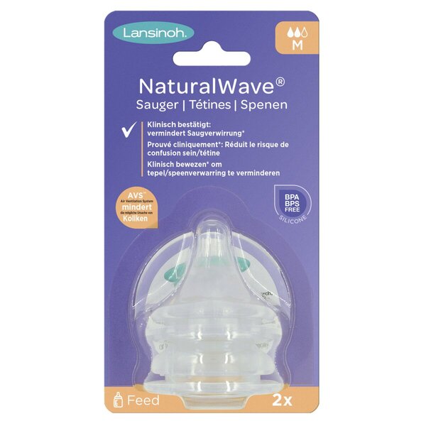 Lansinoh Natural Wave Medium Flesspeen 2 stukkia