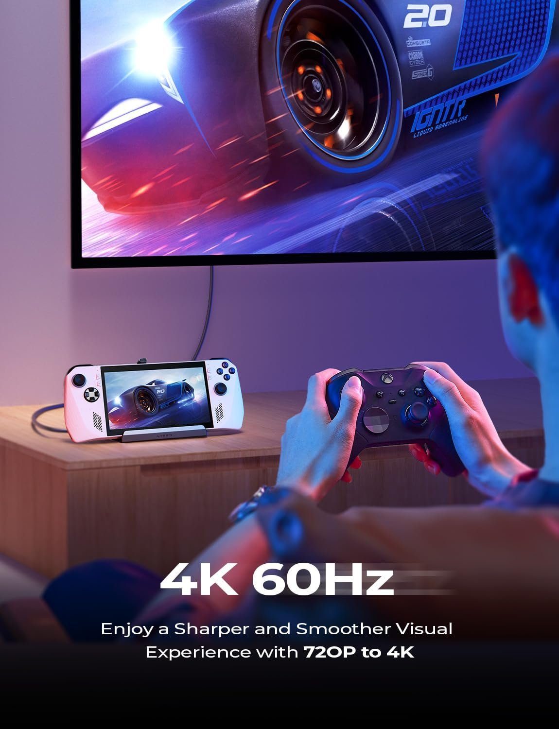 Haiaveng Festplatten-Dockingstation Dock für Legion Go/ROG Ally/ Steam Deck mit HDMI 4K@60Hz, Lüfter, (10 St), 10 in 1 Dockingstation mit USB 3.0 & 2.0,Zwei Lüftern,Gigabit Ethernet