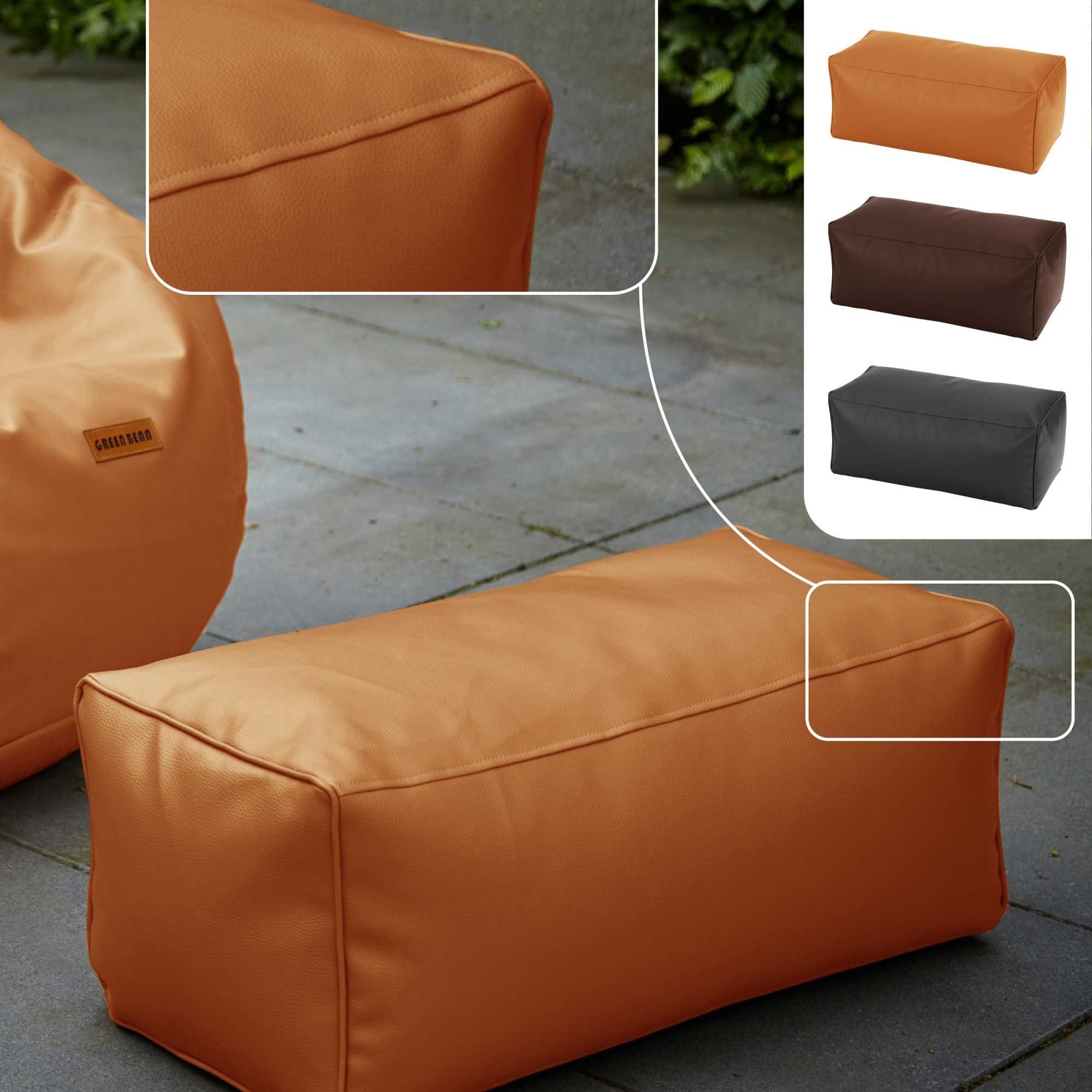 Green Bean Fußhocker Sitzpouf aus Kunstleder in 3 Farben (Pouf Bodenkissen Ablage Hocker Sitzkissen), Sitzhocker mit Füllung, Maße 70x33x28cm - Ergänzung zum Sitzsack