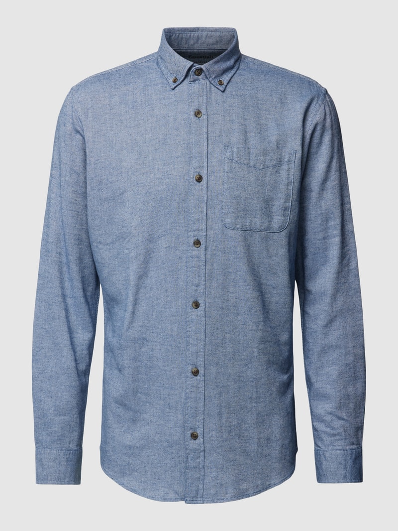 Regular Fit Freizeithemd mit Button-Down-Kragen Modell 'CLASSIC' in hellblau meliert