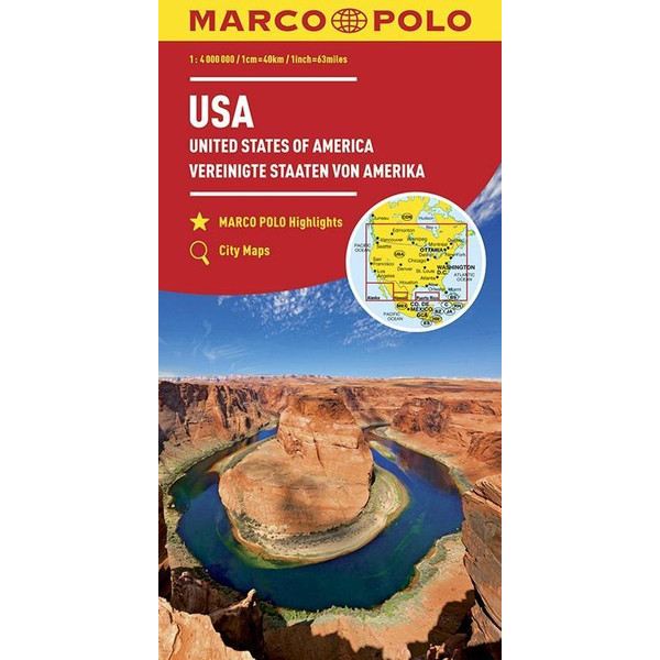 MARCO POLO Kontinentalkarte USA 1:4 000 000 - Straßenkarte