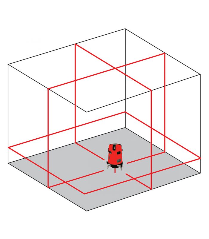 Levelfix 554031 CL618R motorizēts sarkans daudzlīniju lāzers + uztvērējs