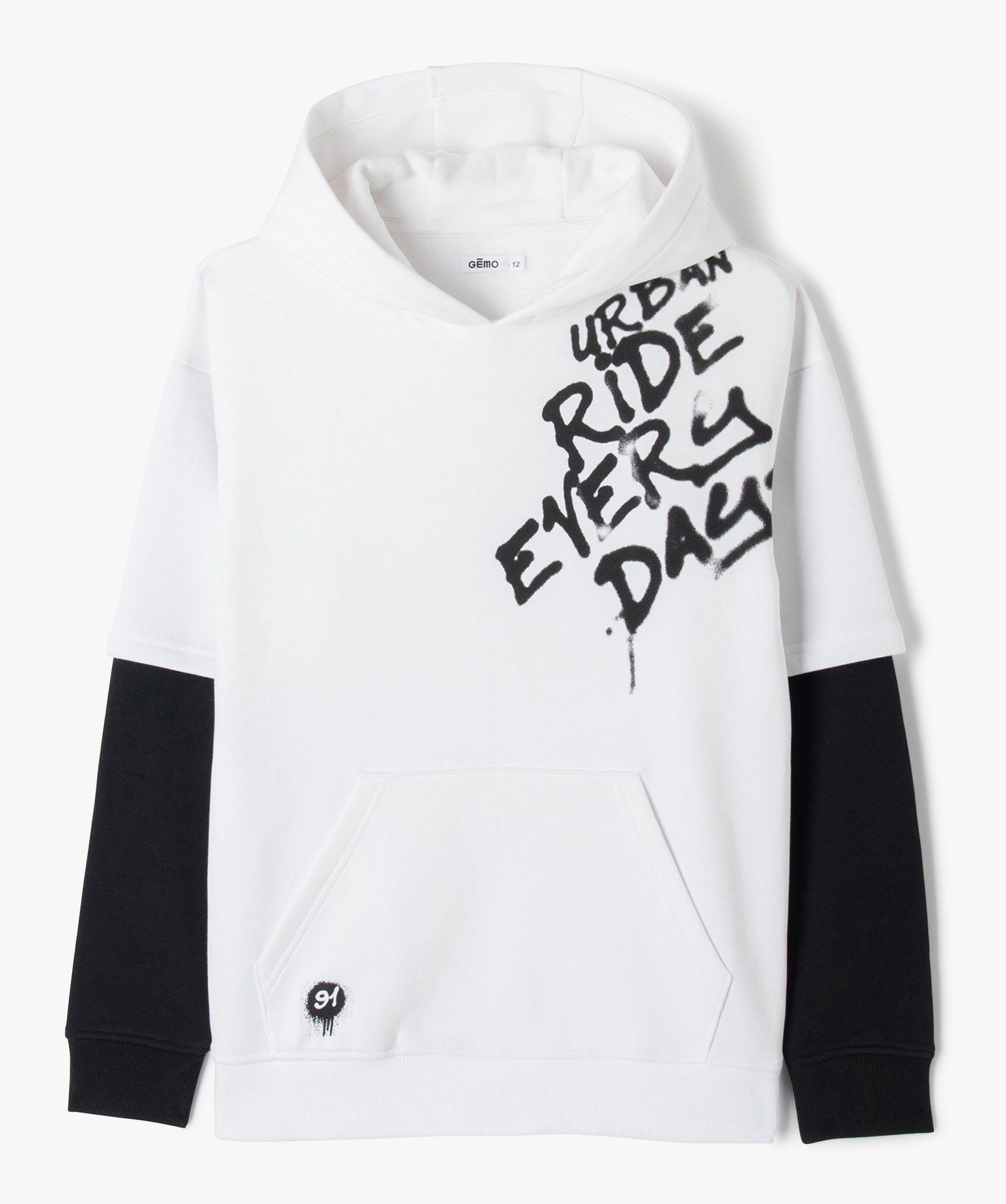Sweat à capuche effet 2 en 1 Garçon blanc | GEMO