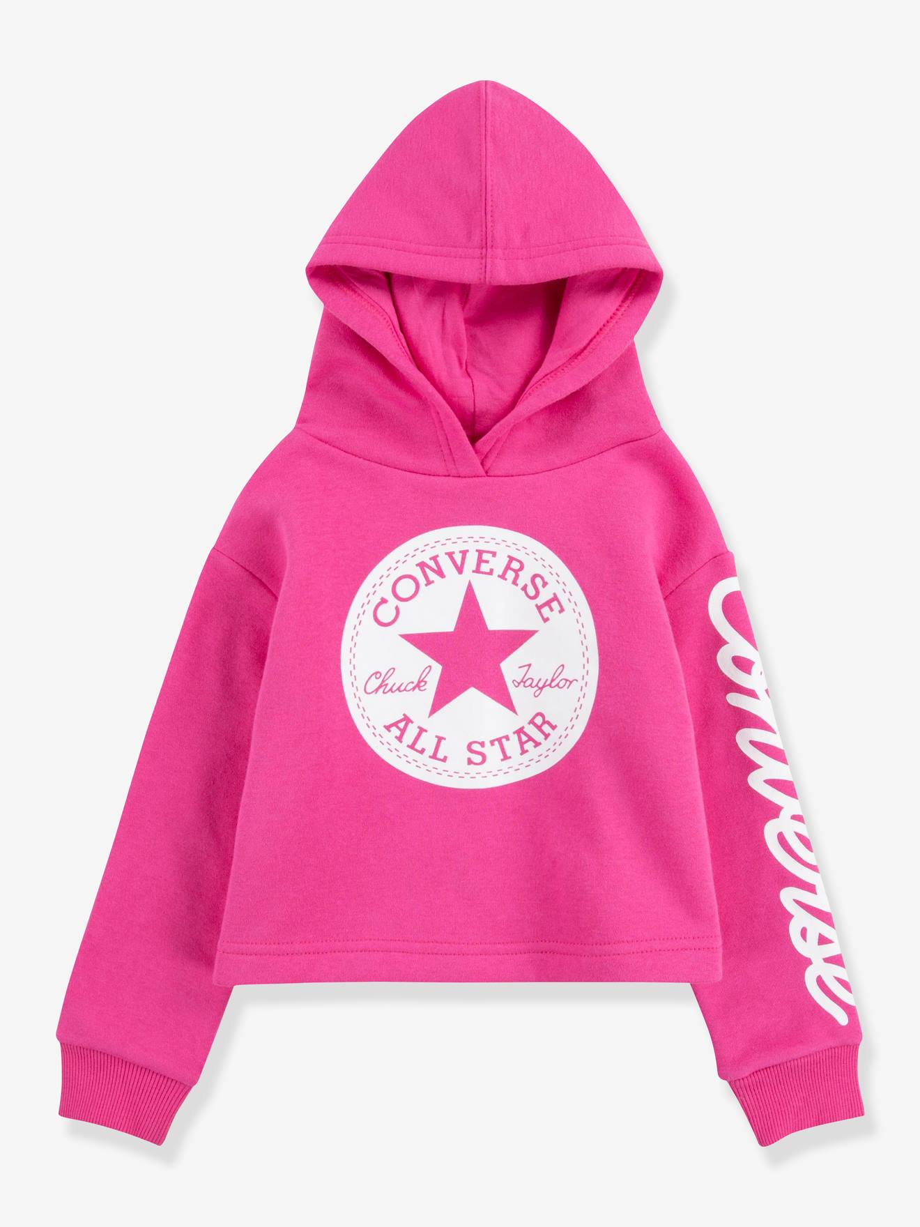 Sweat à capuche Chuck Patch Cropped Hoodie CONVERSE rose