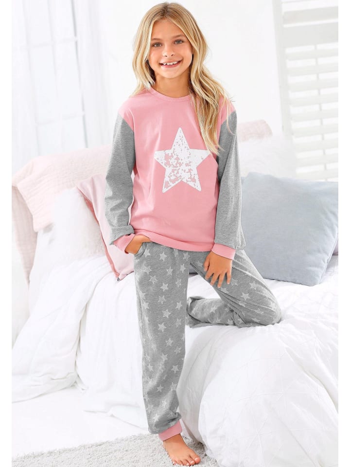 Vivance Pyjama in rosa-grau-meliert günstig kaufen