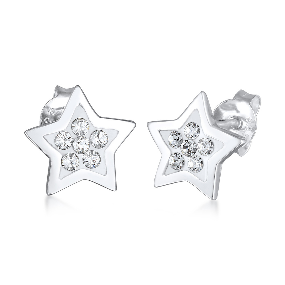 Elli Elli Boucles d'Oreilles Étoile Astro Tendance Cristal Clous d'Oreilles Femme en 9 Boucles d'oreilles
