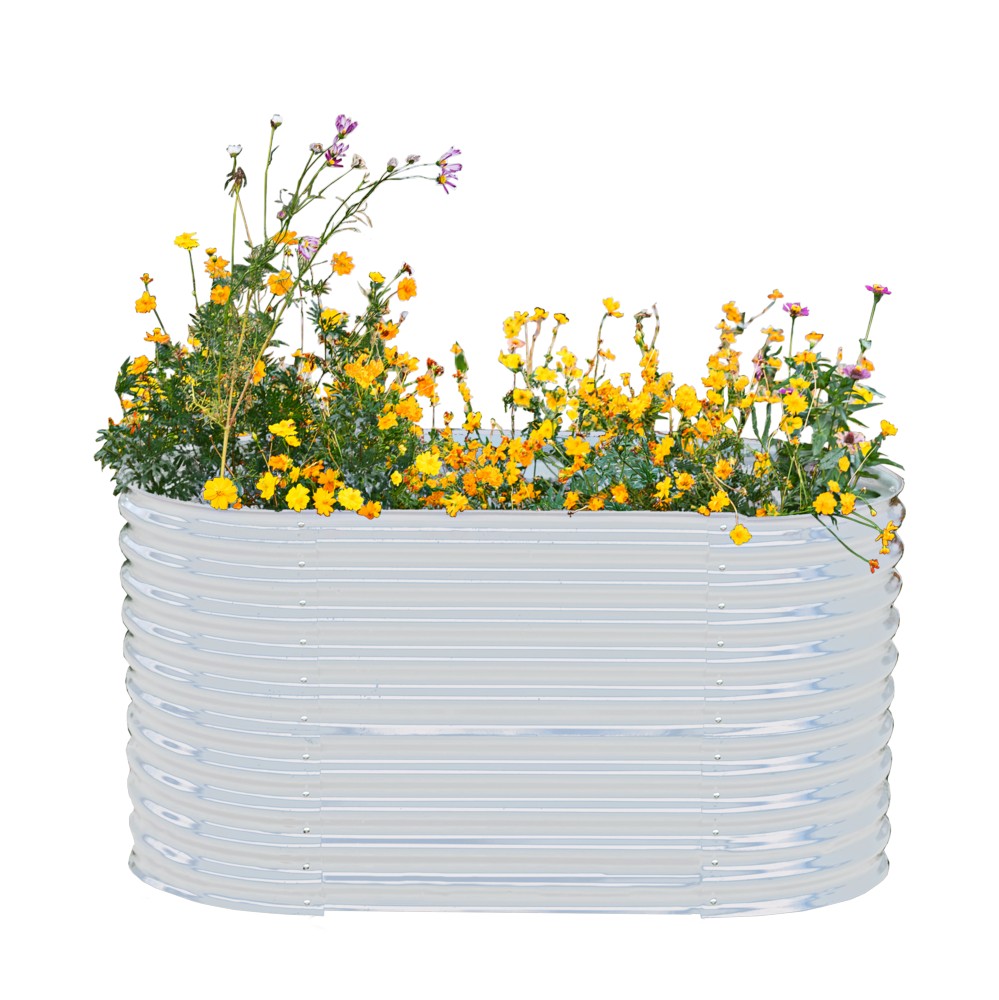 Powertec Garden Stahl Oval Hochbeet - Silber
