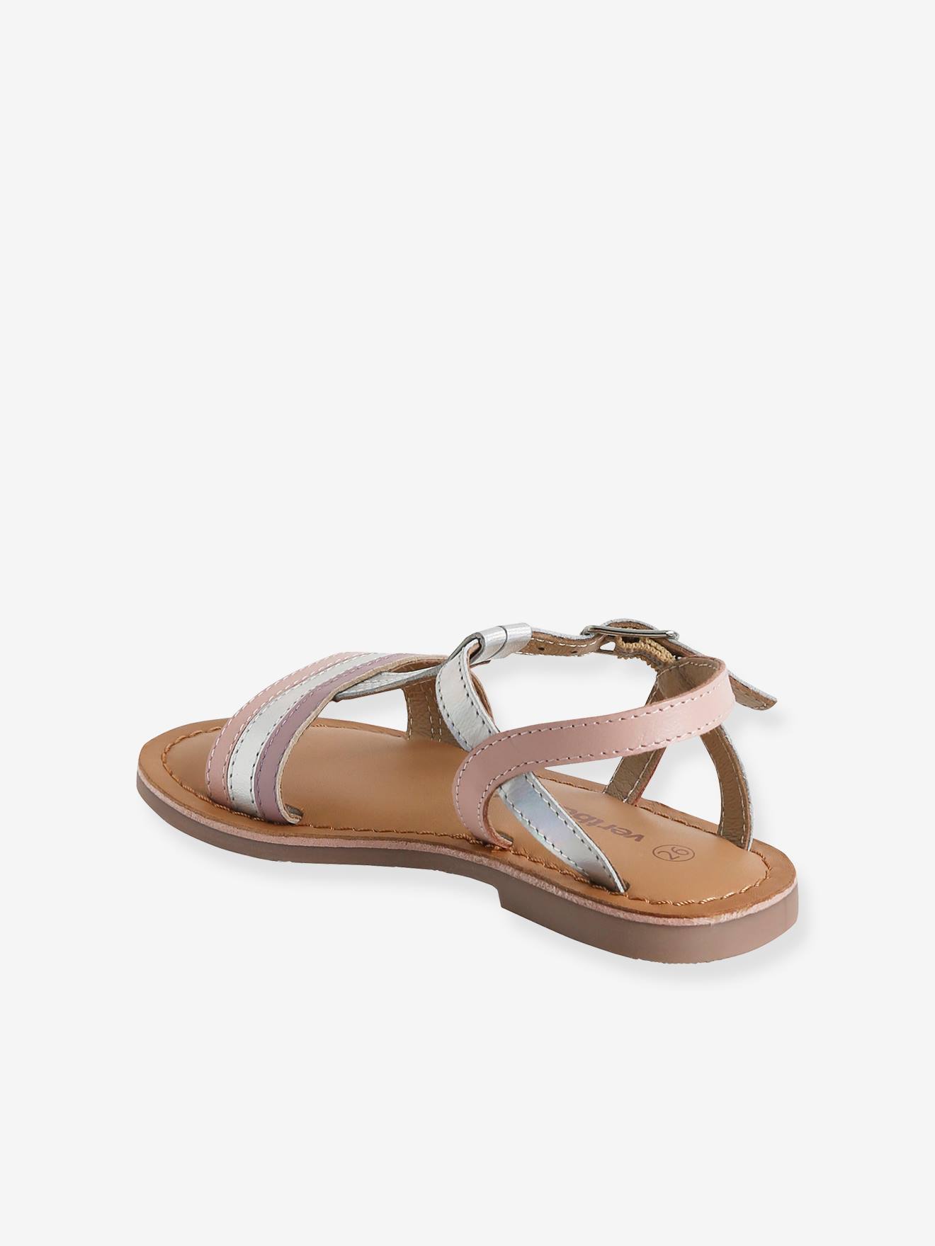 Sandales cuir fille argent