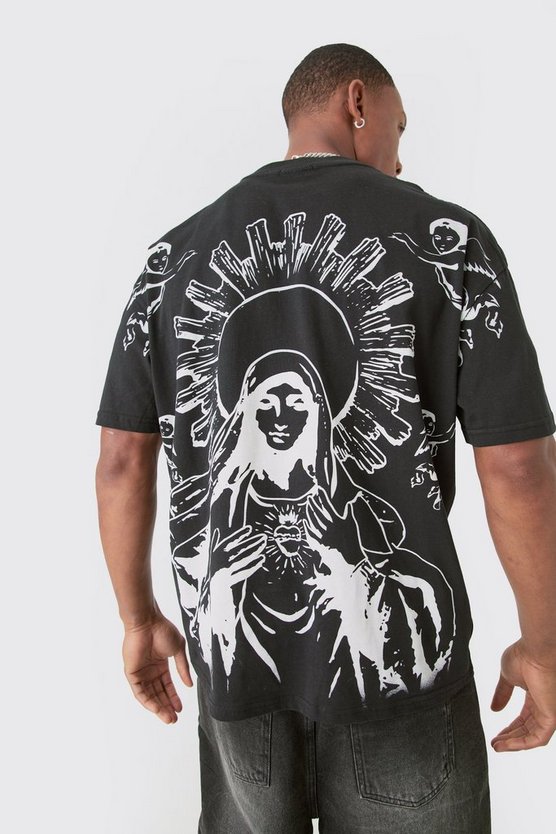 Oversize T-Shirt mit Renaissance-Print