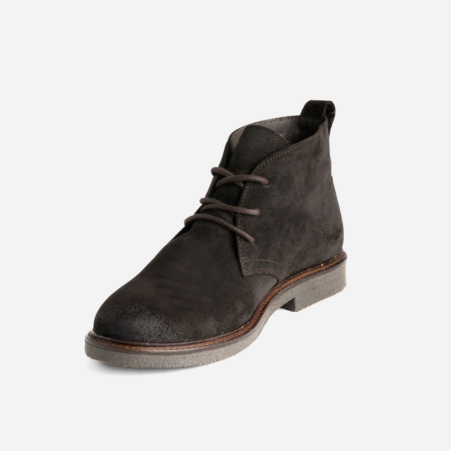 Desert boots marron foncé éco-conçu en cuir velours