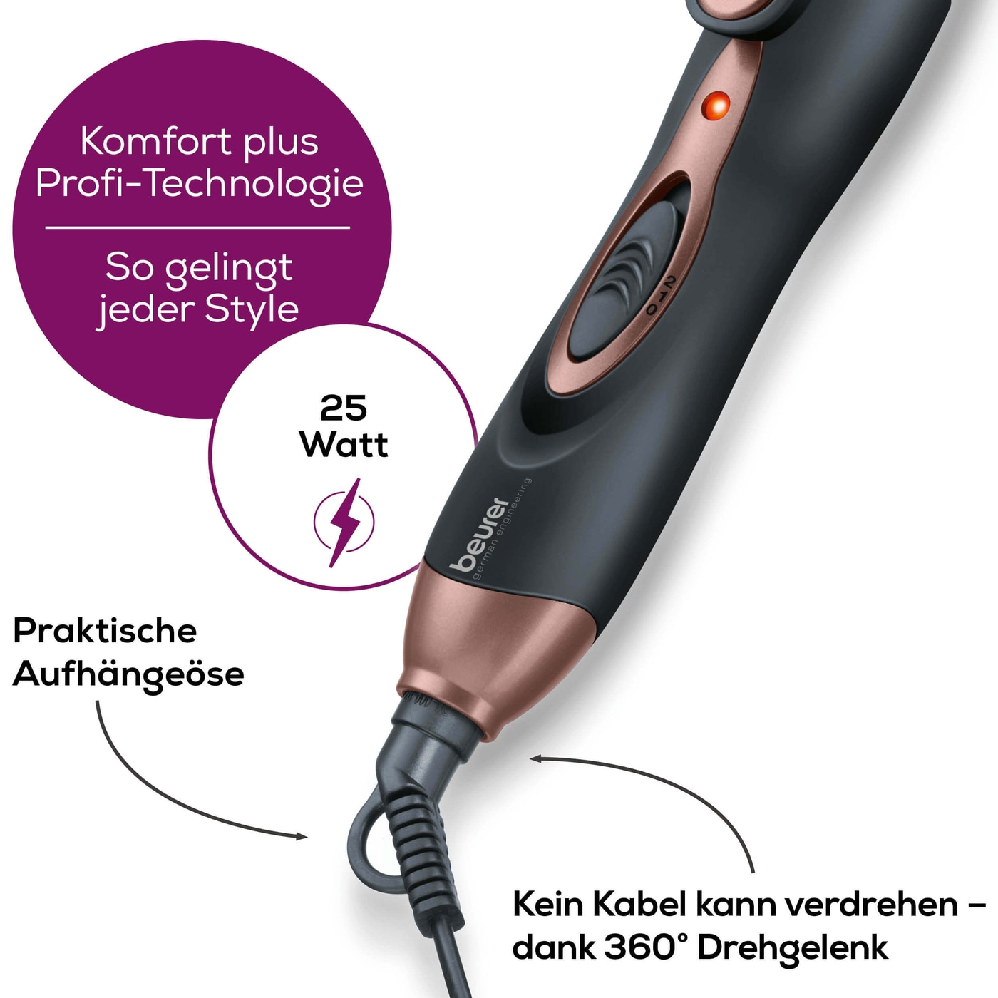 Beurer Multifunktionsstyler - HT 60-7-in-1 Haarstyler - Krepp- & Glätteisen, Bürsten- & Spiralaufsatz & 3 Lockenstäbe