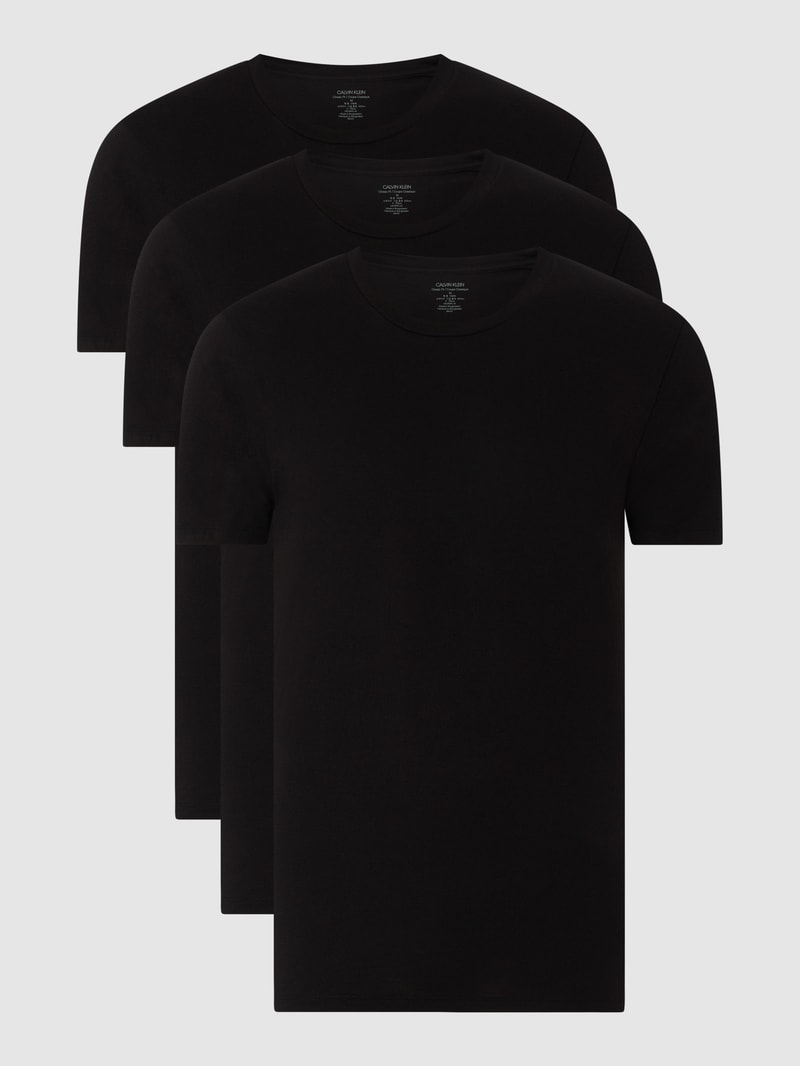 T-Shirt mit Stretch-Anteil im 3er-Pack in schwarz