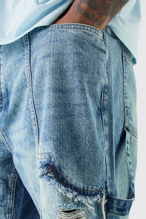 Plus lockere Cargo-Jeans mit Rissen