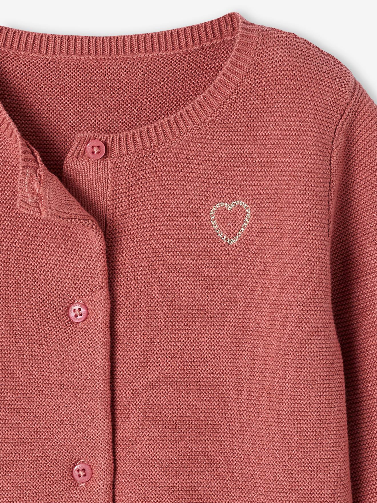 Cardigan broderie dorée coeur bébé BASICS encre