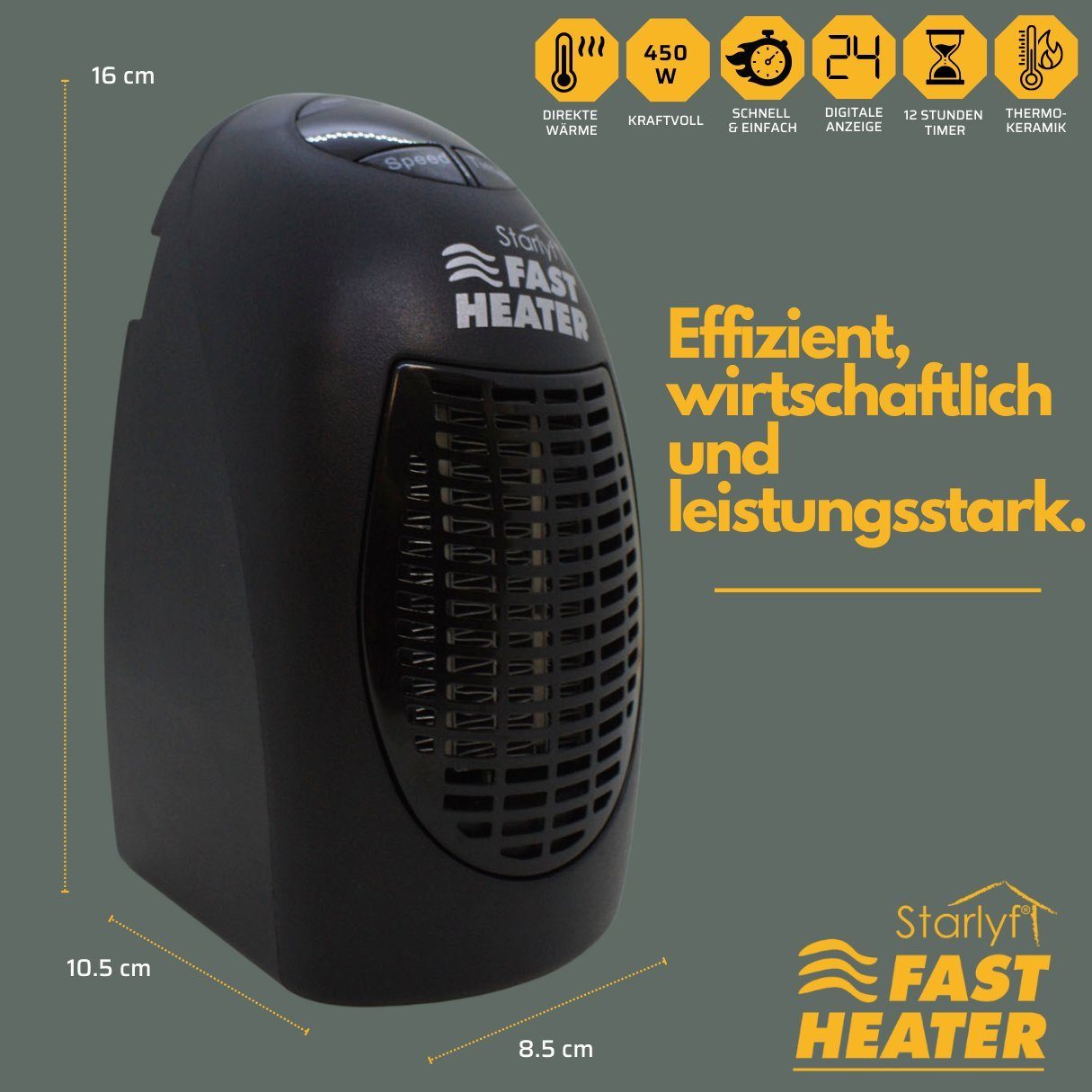 Starlyf Heizlüfter Fast Heater, 400 W, tragbare und leistungsstarke Steckdosen Mini Heizung