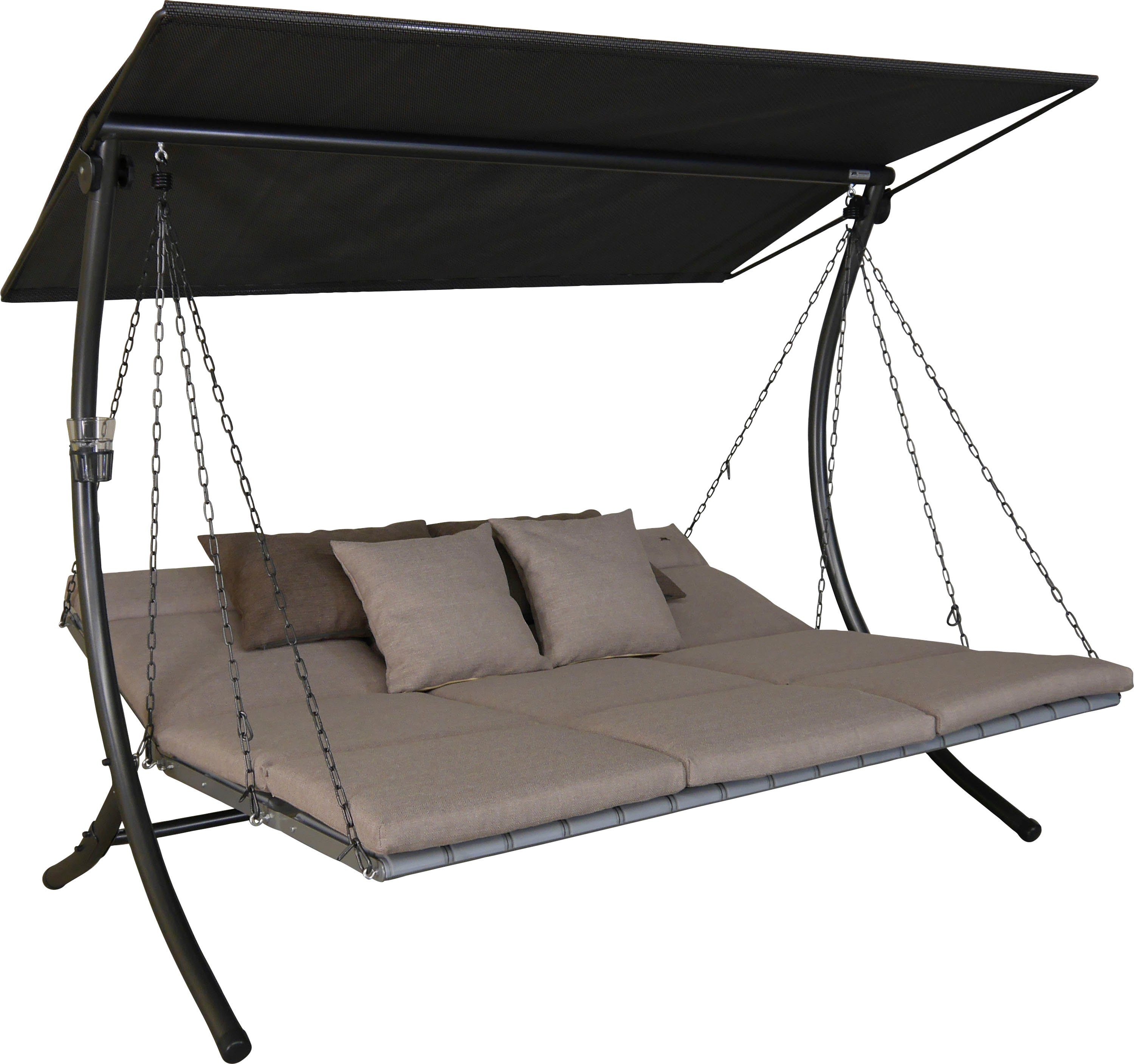 Angerer Freizeitmöbel Hollywoodschaukel Luxus Smart sand, 3-Sitzer, Bettfunktion, BxTxH: 210x145x160 cm