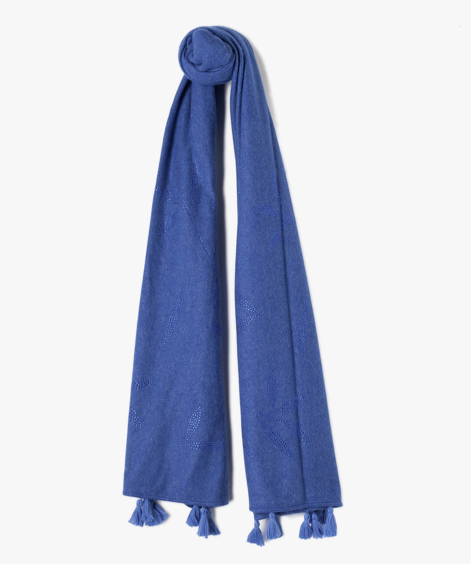 Echarpe femme avec motifs feuillage en strass bleu | GEMO