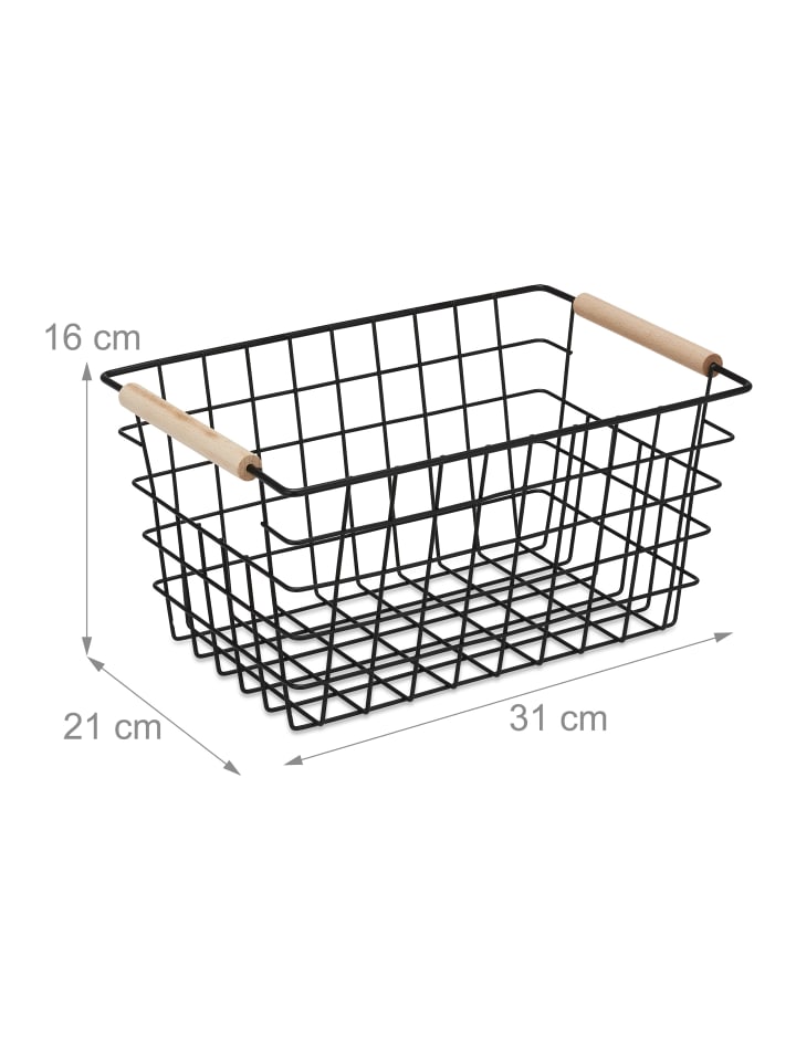 relaxdays 3 x Drahtkorb in Schwarz - (B)31x (H)16 x (T)21 cm günstig kaufen onesize