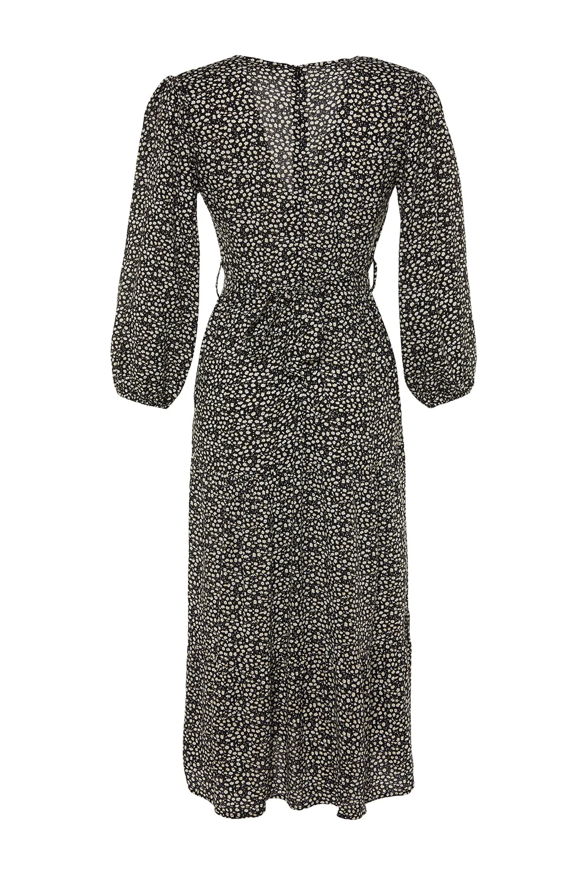 Trendyol Collection  Schwarzes, zweireihiges Maxi-Webkleid mit Blumenmuster TWOSS23EL01229