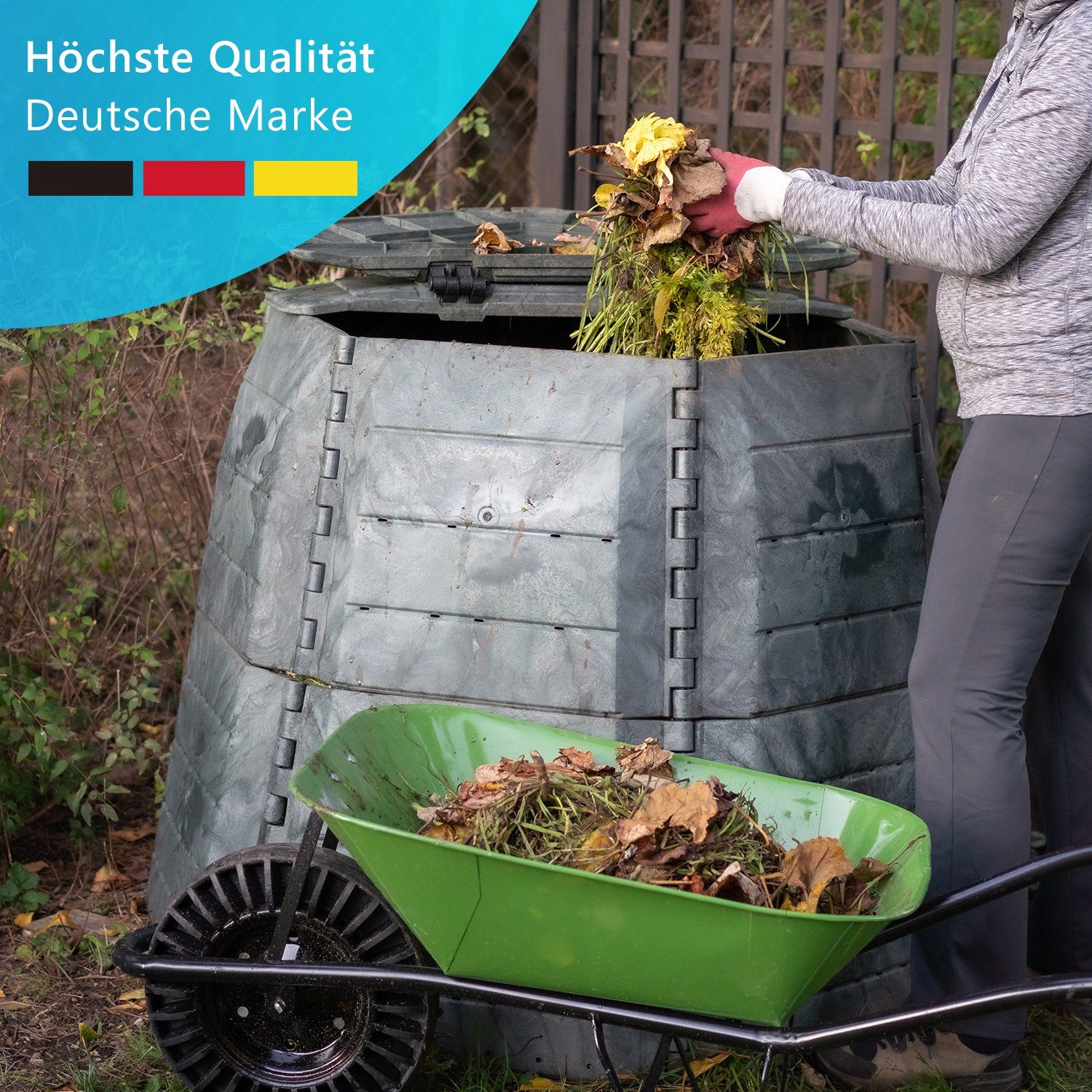 NYVI Komposter Gartenkomposter NYVIGreen 87x75x75 cm Thermokomposter aus Kunststoff, BxTxH: 75x75x87 cm, 340 l, (1 St), Schnellkomposter 340L Stabil Pflegeleicht Steckmontage ohne Werkzeug