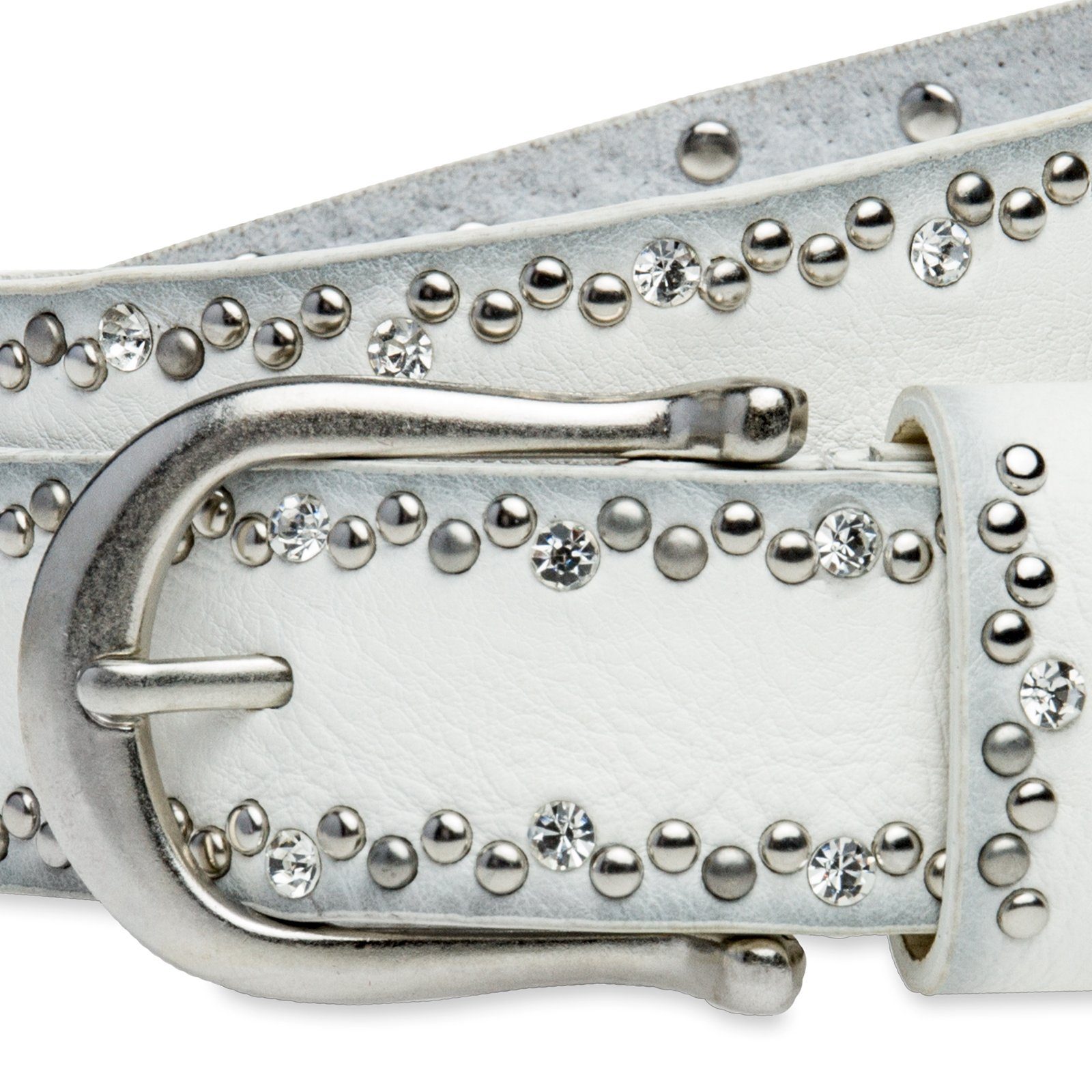 Caspar Nietengürtel GU292 Damen Gürtel mit dezentem Strass und Nieten Dekor