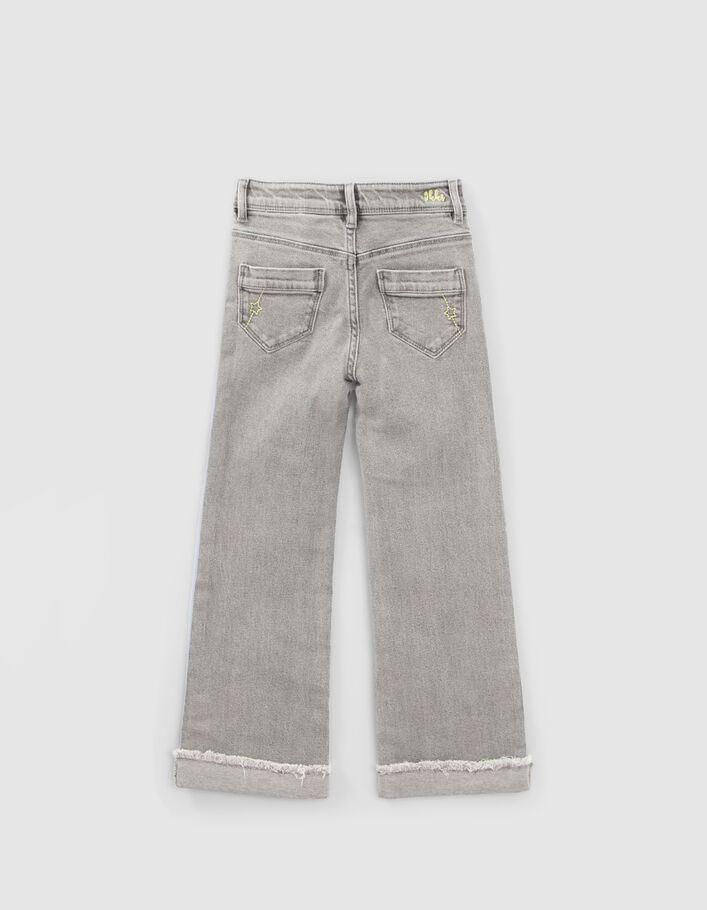 Jean WIDE LEG gris à revers fixes frangés fille