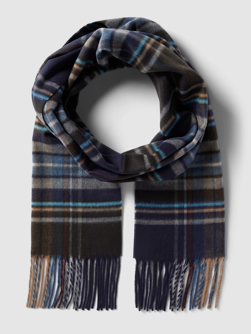 Schal mit Tartan-Karo in marineblau