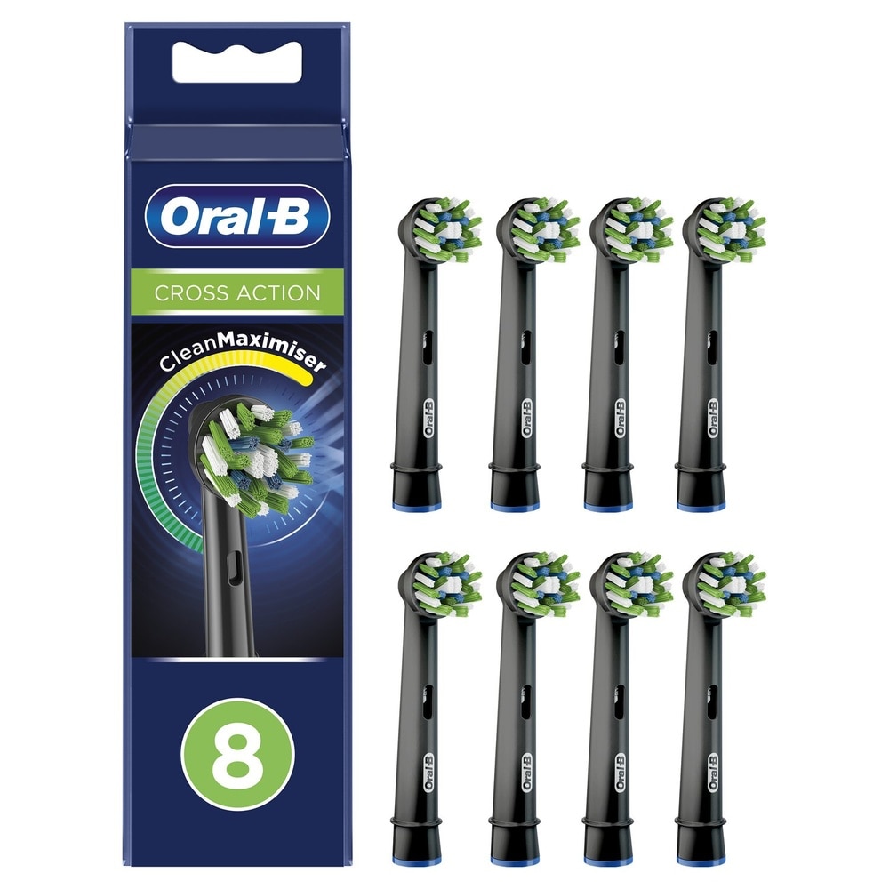 oral-b Oral-B CrossAction Brossette Avec CleanMaximiser, Noire, 8 Brossettes De Rechange