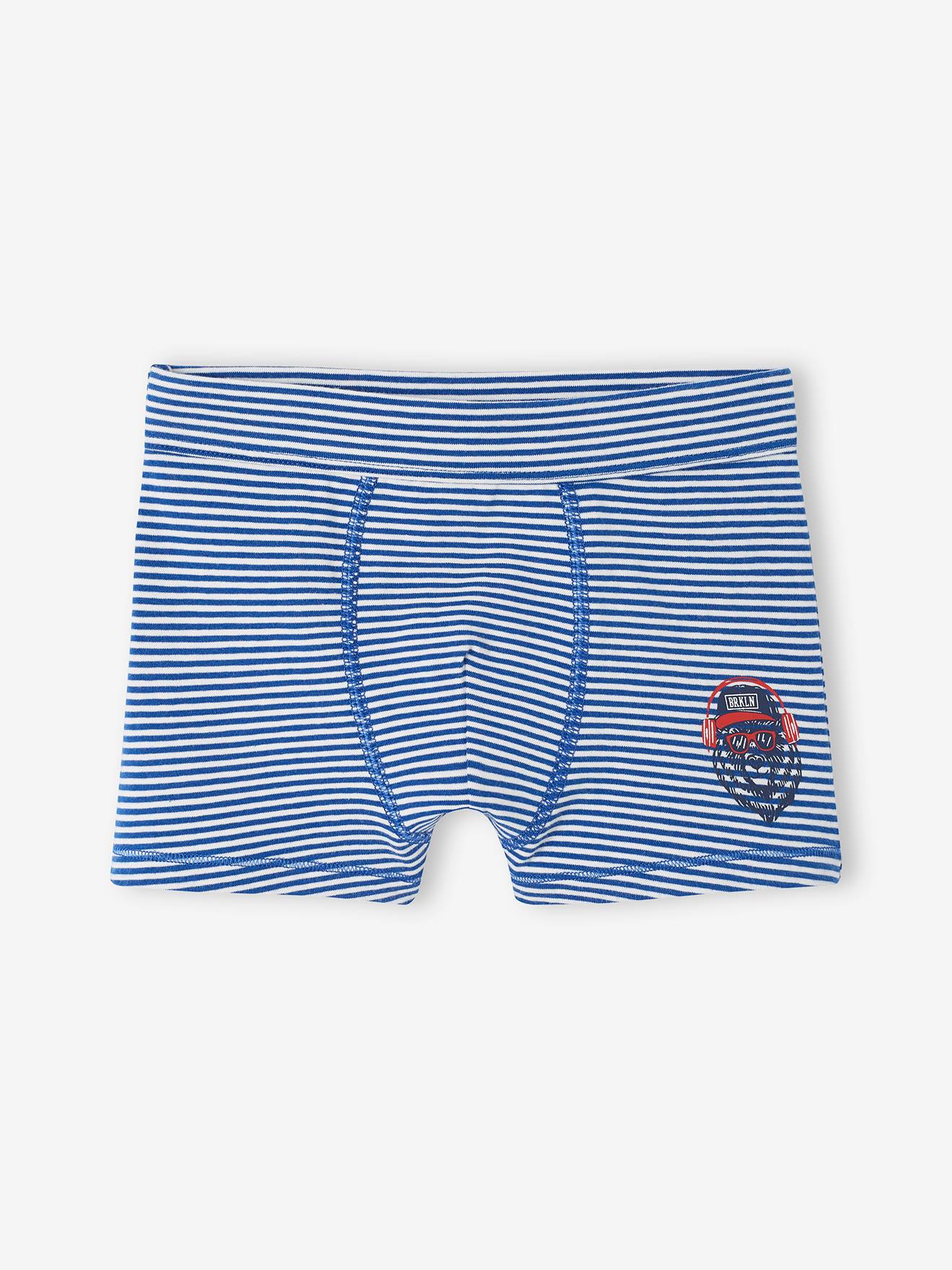 Vertbaudet 7er-Pack Jungen Boxershorts mit Bio-Baumwolle, Bären - königsblau