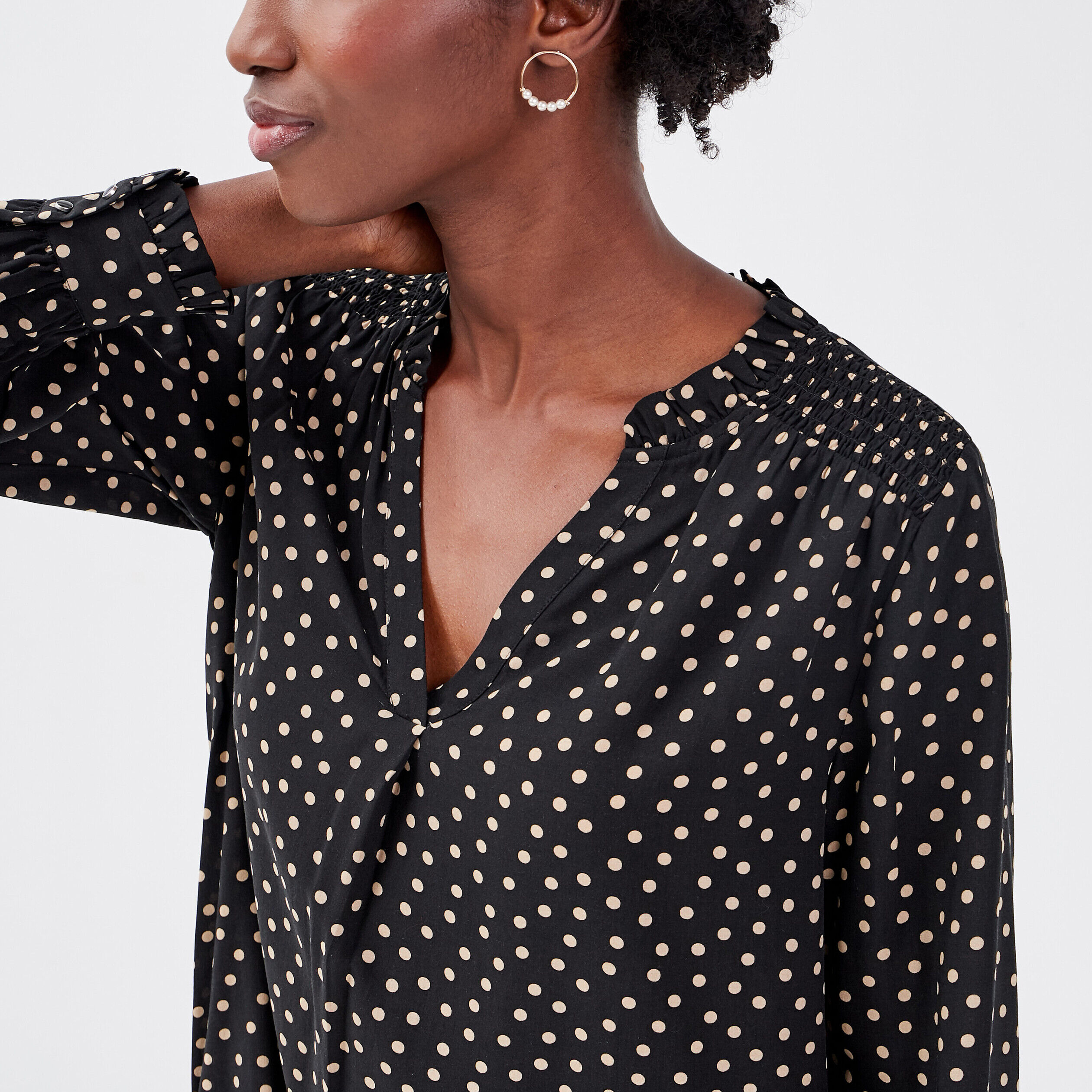 Blouse manches longues noir femme | Cache Cache