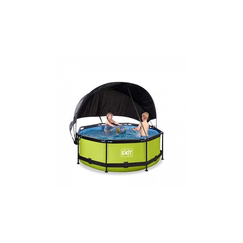 Piscine ø244x76cm avec voile d'ombrage et pompe filtrante Lime vert
