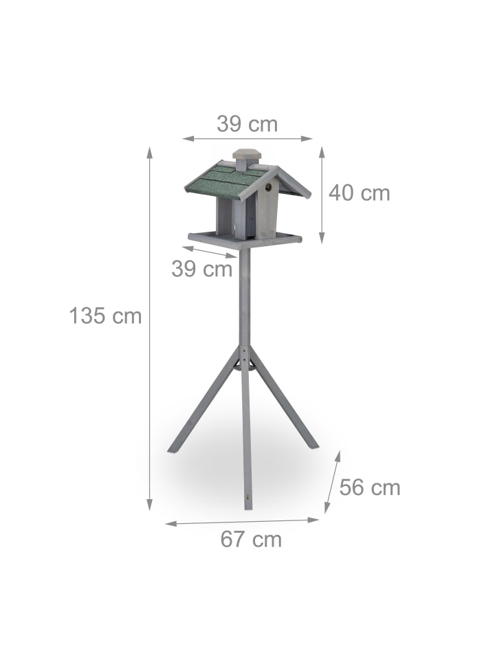relaxdays Vogelfutterhaus in Grau/ Grün - (B)67 x (H)135 x (T)56 cm günstig kaufen onesize