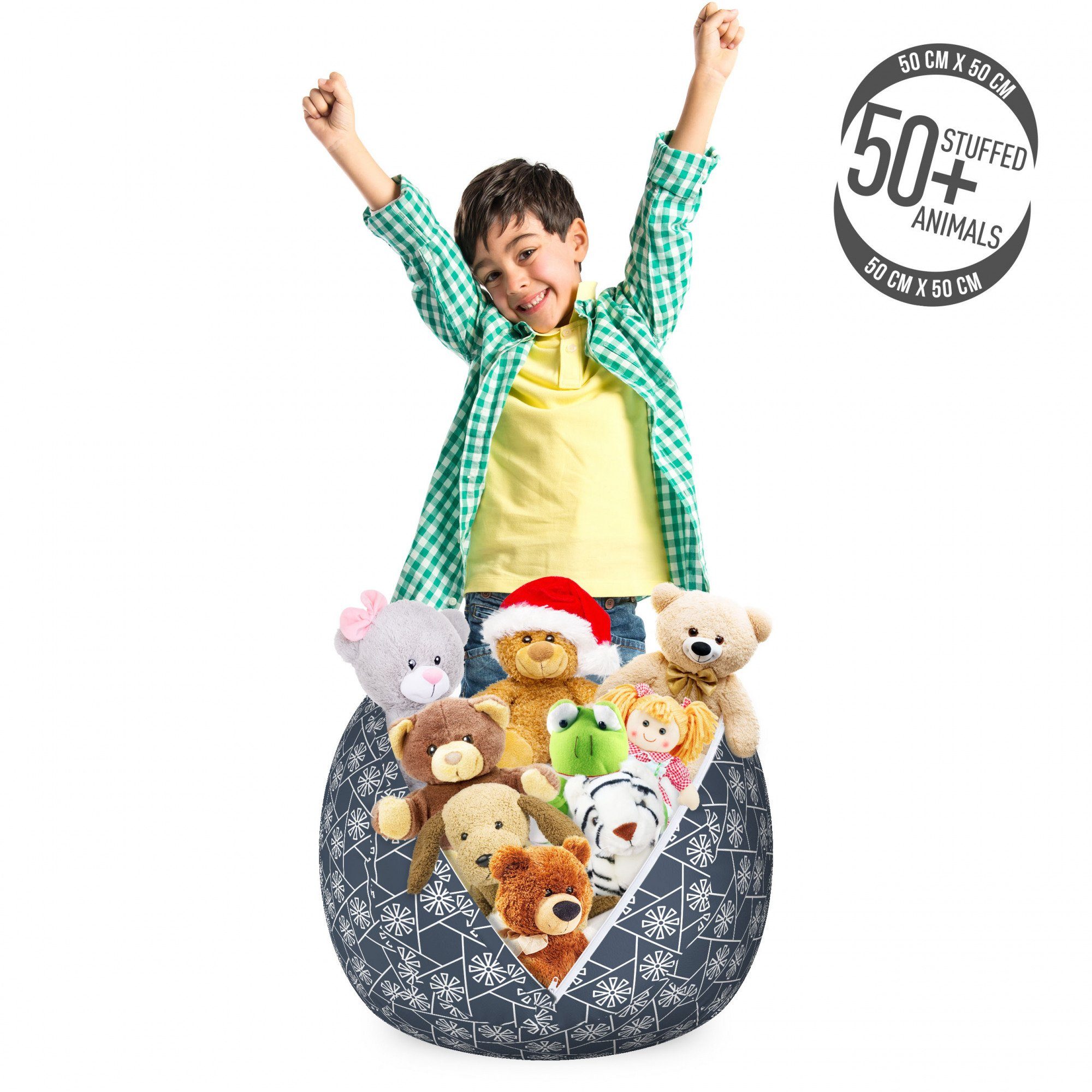 Abakuhaus Spielzeugtruhe Gefüllter Tier Organizer Waschbare Tasche für Kinder, Geometrisch Eastern Japanische Fliese