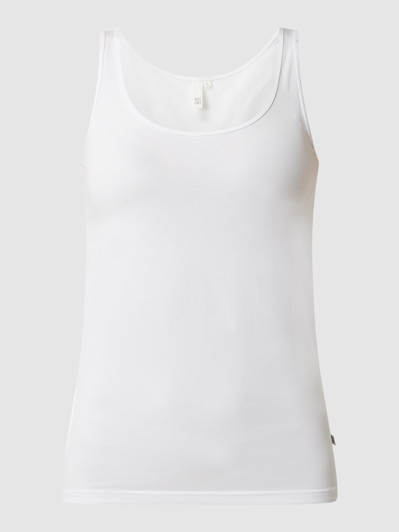 Tank Top mit Label-Detail Modell 'Basic' in weiß