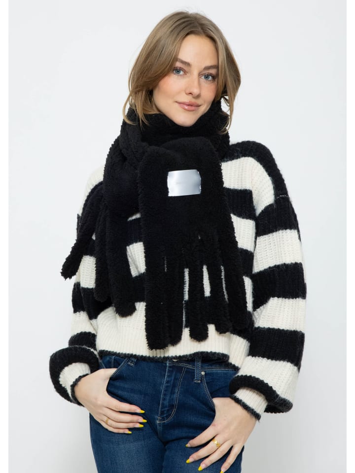 SASSYCLASSY Flauschiger Teddy Schal in Schwarz günstig kaufen onesize