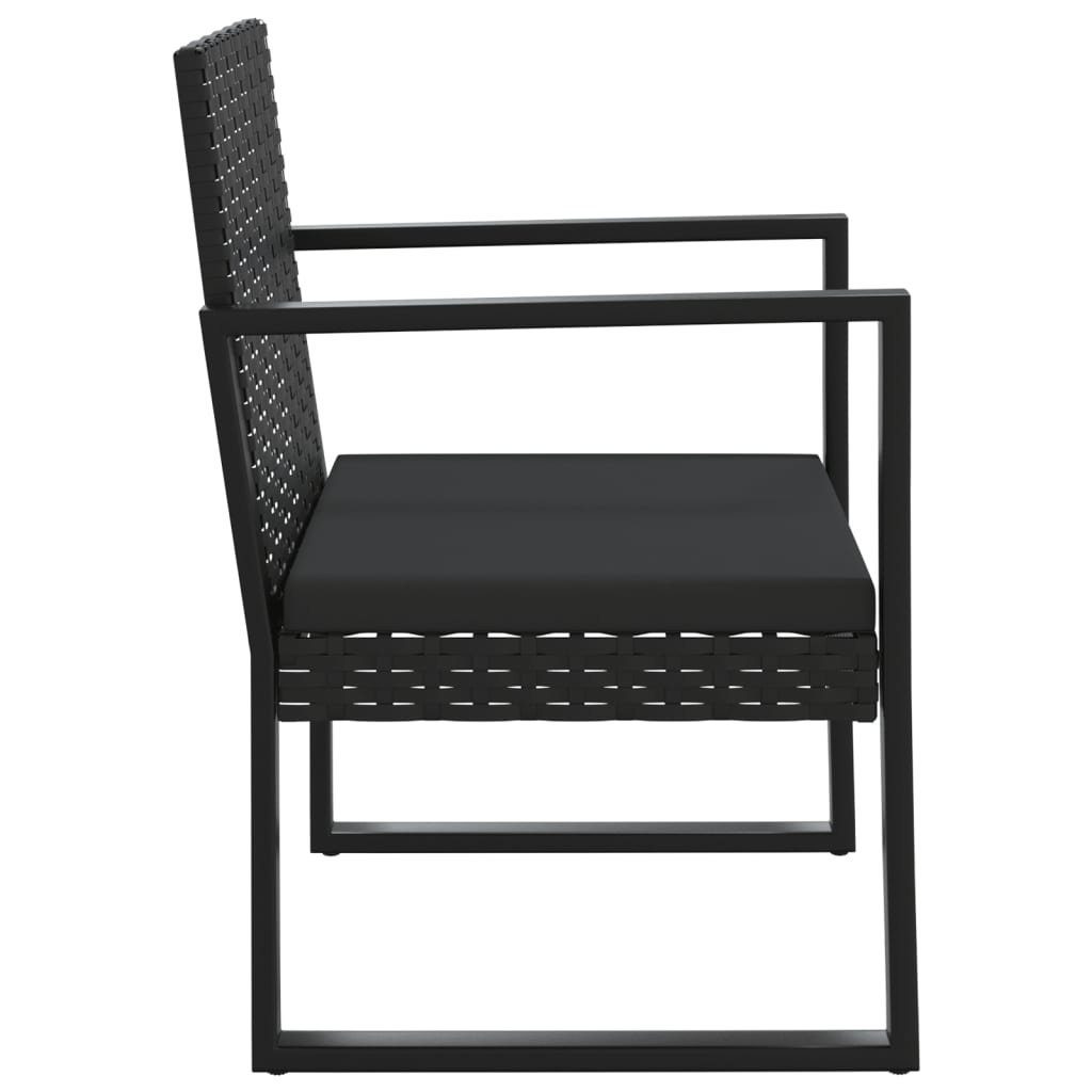 vidaXL Loungesofa 3-tlg. Garten-Lounge-Set mit Kissen Schwarz Poly Rattan, 3 Teile