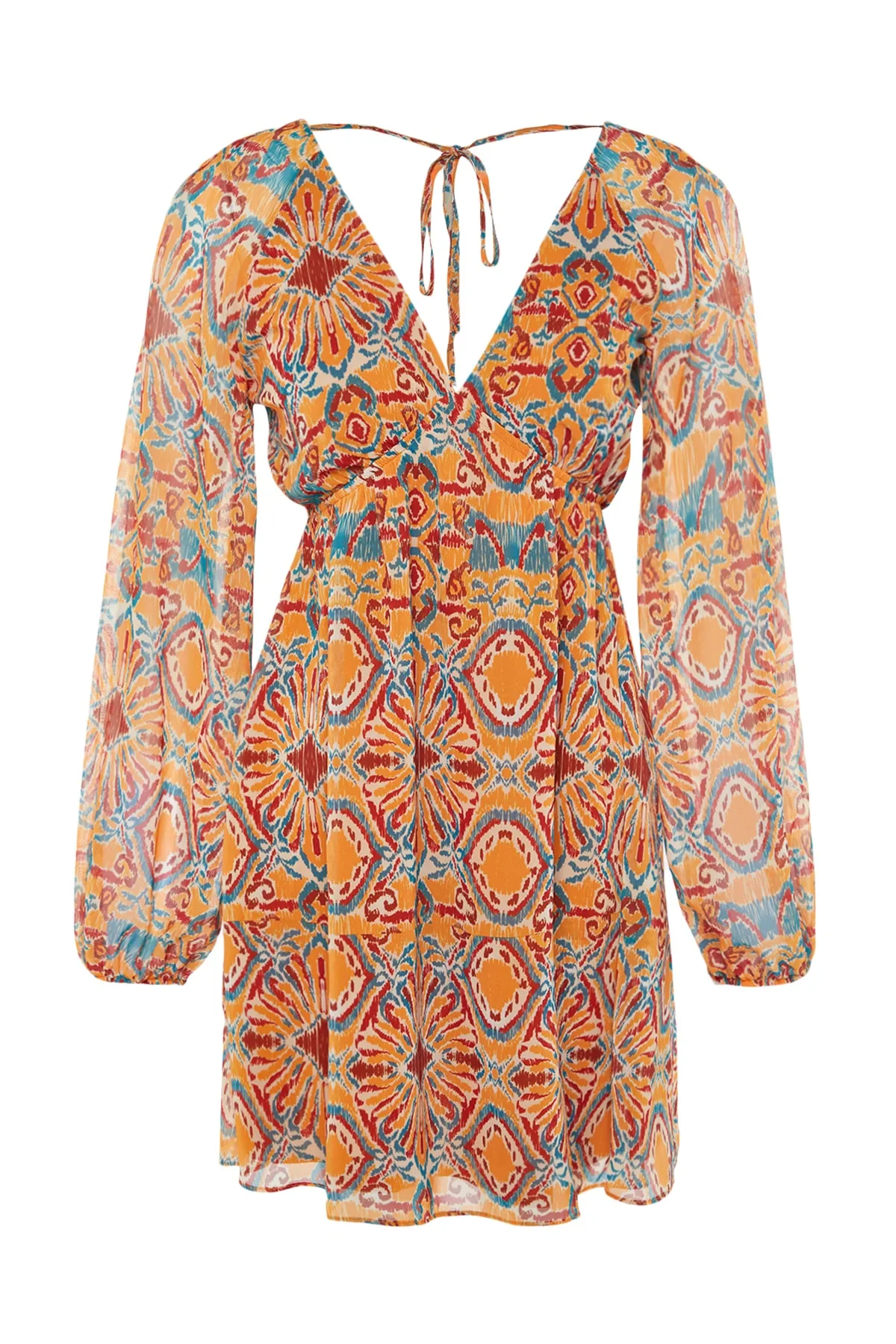 Trendyol Collection  Orange bedrucktes Webkleid TWOSS23EL00519