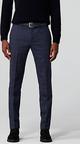 MEYER Chino-Hose Baumwoll-Woll Check Chino