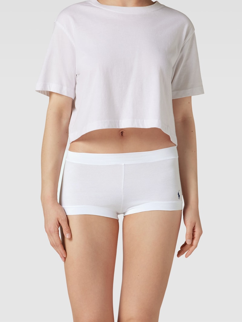 Pyjama-Shorts mit Label-Stitching in weiß
